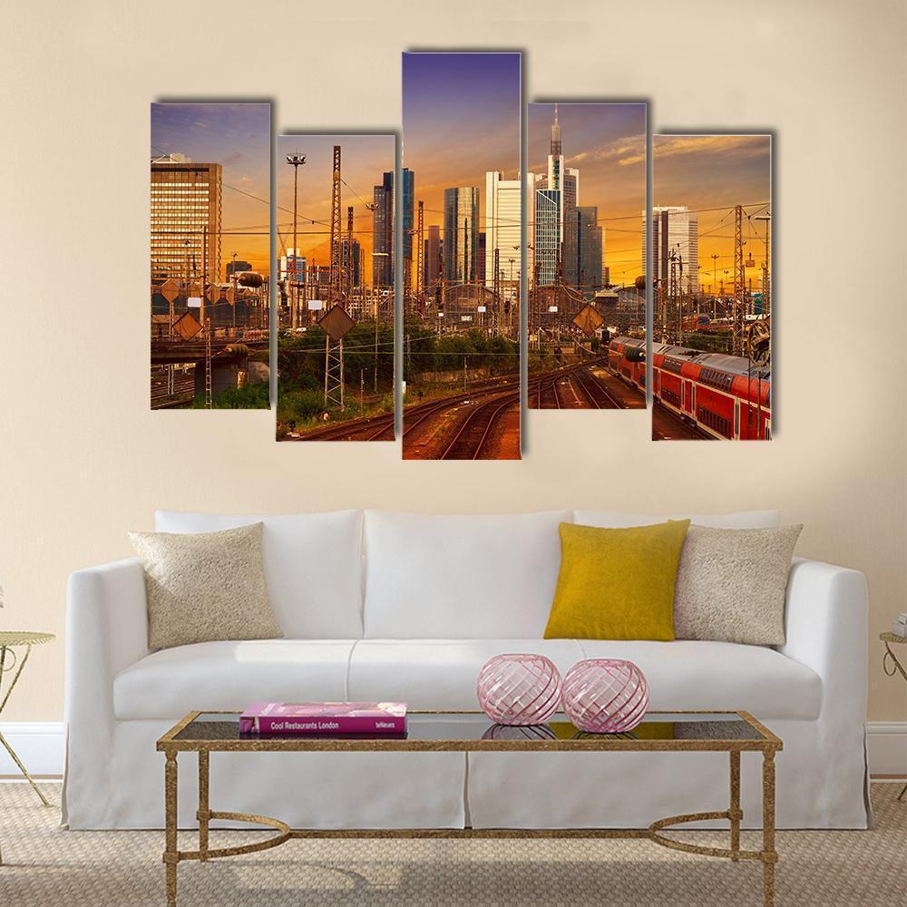 Frankfurt Skyline From Railway Station Canvas Wall Art-5 Pop-Gallery Wrap-47" x 32"-Tiaracle