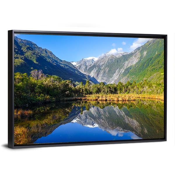 Franz Josef Glacier Reflecting In Lake Canvas Wall Art-3 Horizontal-Gallery Wrap-25" x 16"-Tiaracle