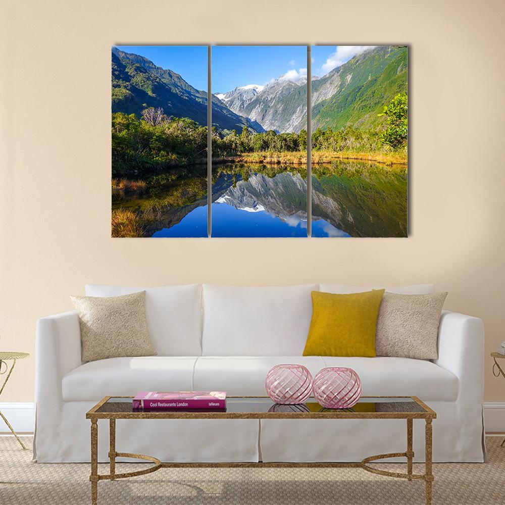 Franz Josef Glacier Reflecting In Lake Canvas Wall Art-3 Horizontal-Gallery Wrap-37" x 24"-Tiaracle