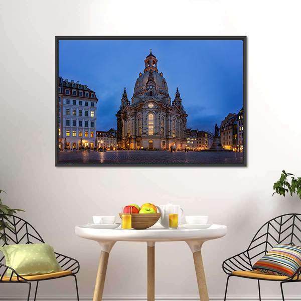 Frauenkirche Dresden Canvas Wall Art-1 Piece-Floating Frame-24" x 16"-Tiaracle