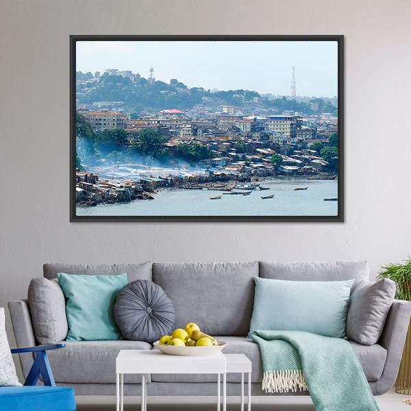 Free Town In Sierra Leone Panoramic Canvas Wall Art-1 Piece-36" x 12"-Tiaracle