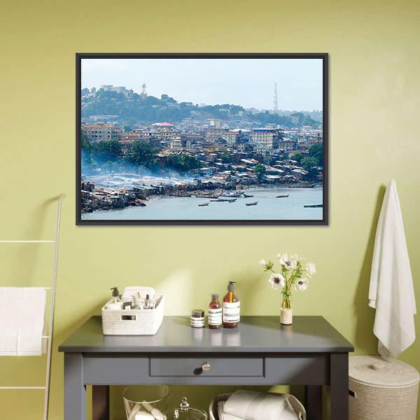 Free Town In Sierra Leone Panoramic Canvas Wall Art-1 Piece-36" x 12"-Tiaracle