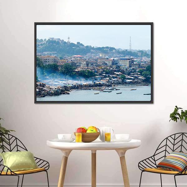 Free Town In Sierra Leone Panoramic Canvas Wall Art-1 Piece-36" x 12"-Tiaracle