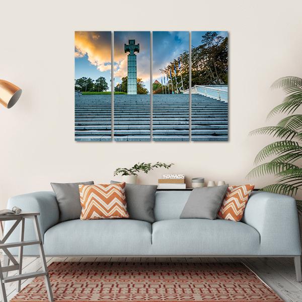Freedom Square In Tallinn Canvas Wall Art-4 Horizontal-Gallery Wrap-34" x 24"-Tiaracle