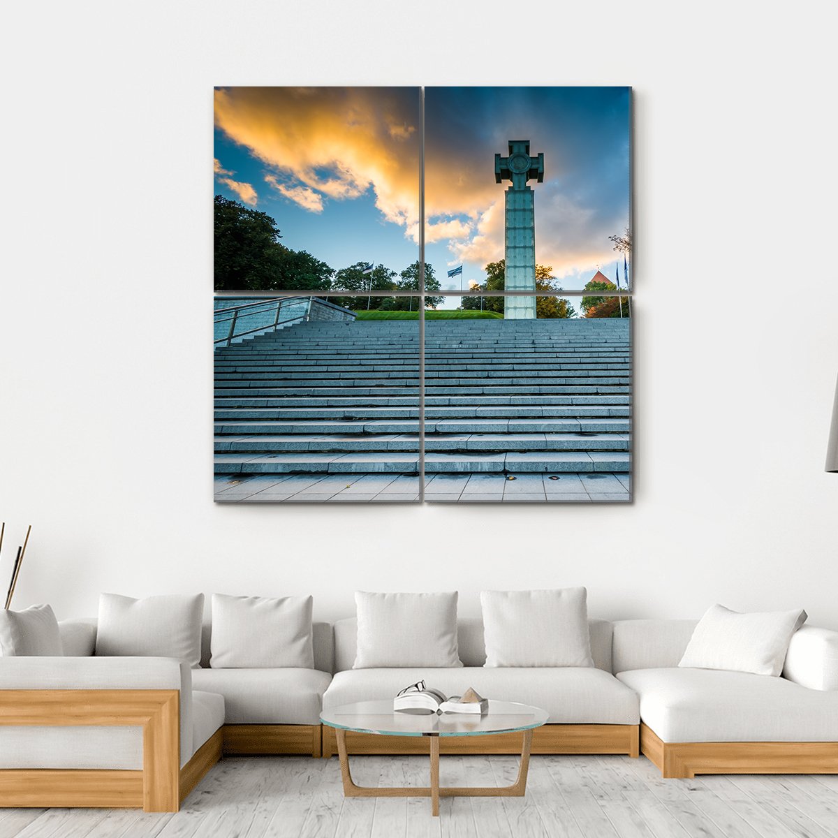 Freedom Square In Tallinn Canvas Wall Art-4 Square-Gallery Wrap-17" x 17"-Tiaracle
