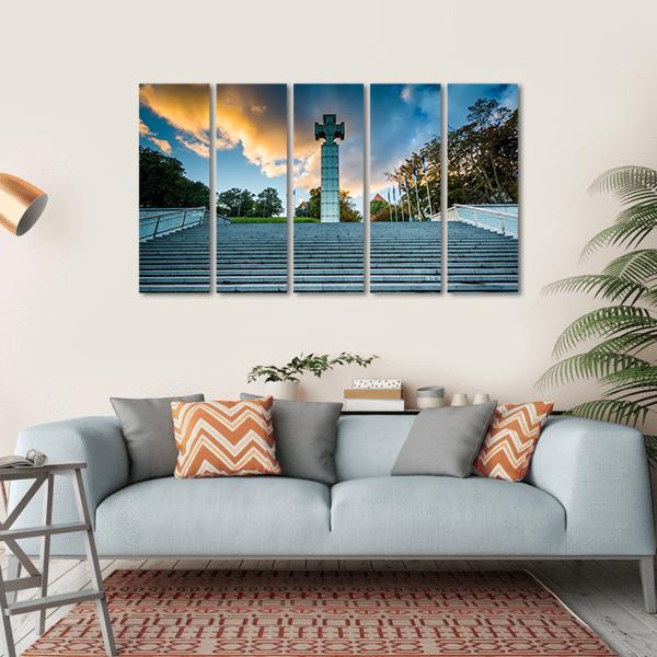 Freedom Square In Tallinn Canvas Wall Art-5 Horizontal-Gallery Wrap-22" x 12"-Tiaracle