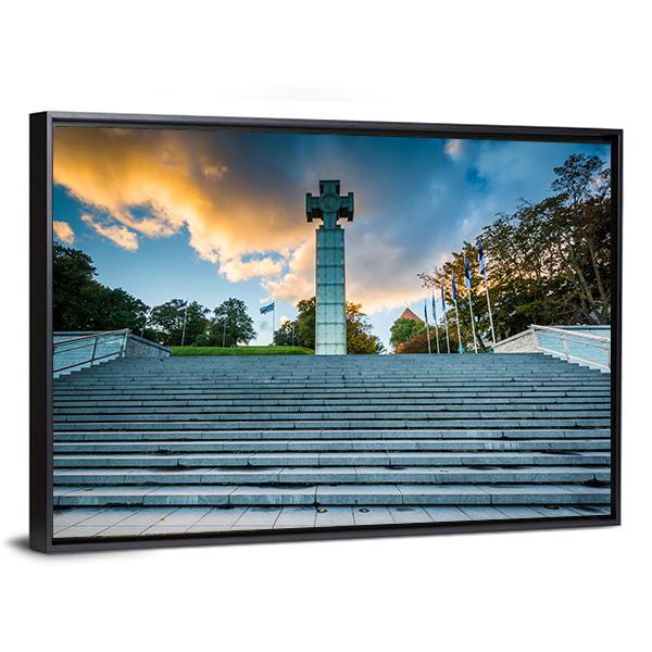 Freedom Square In Tallinn Canvas Wall Art-3 Horizontal-Gallery Wrap-25" x 16"-Tiaracle