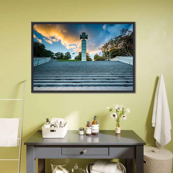 Freedom Square In Tallinn Canvas Wall Art-1 Piece-Floating Frame-24" x 16"-Tiaracle