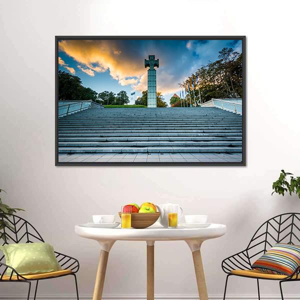 Freedom Square In Tallinn Canvas Wall Art-3 Horizontal-Gallery Wrap-25" x 16"-Tiaracle