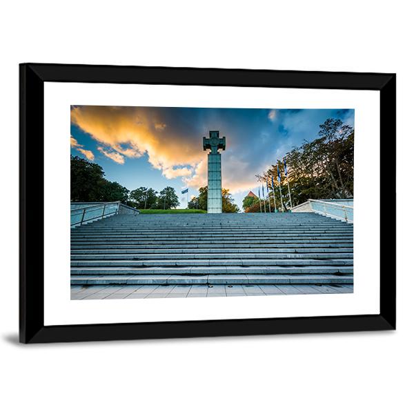 Freedom Square In Tallinn Canvas Wall Art-3 Horizontal-Gallery Wrap-25" x 16"-Tiaracle
