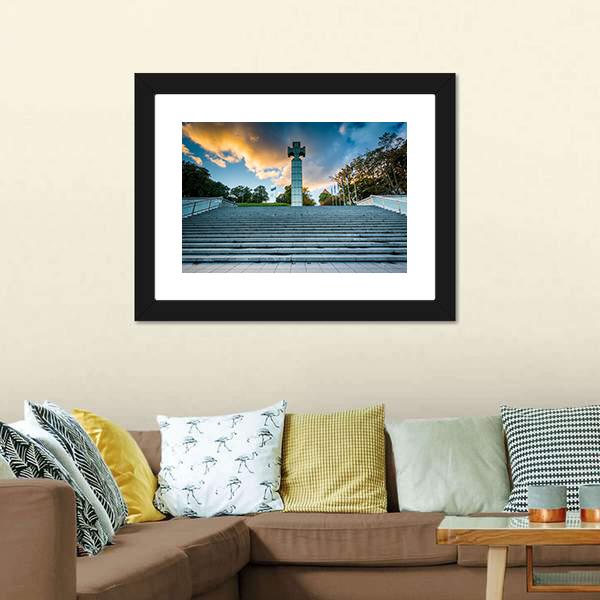 Freedom Square In Tallinn Canvas Wall Art-3 Horizontal-Gallery Wrap-25" x 16"-Tiaracle