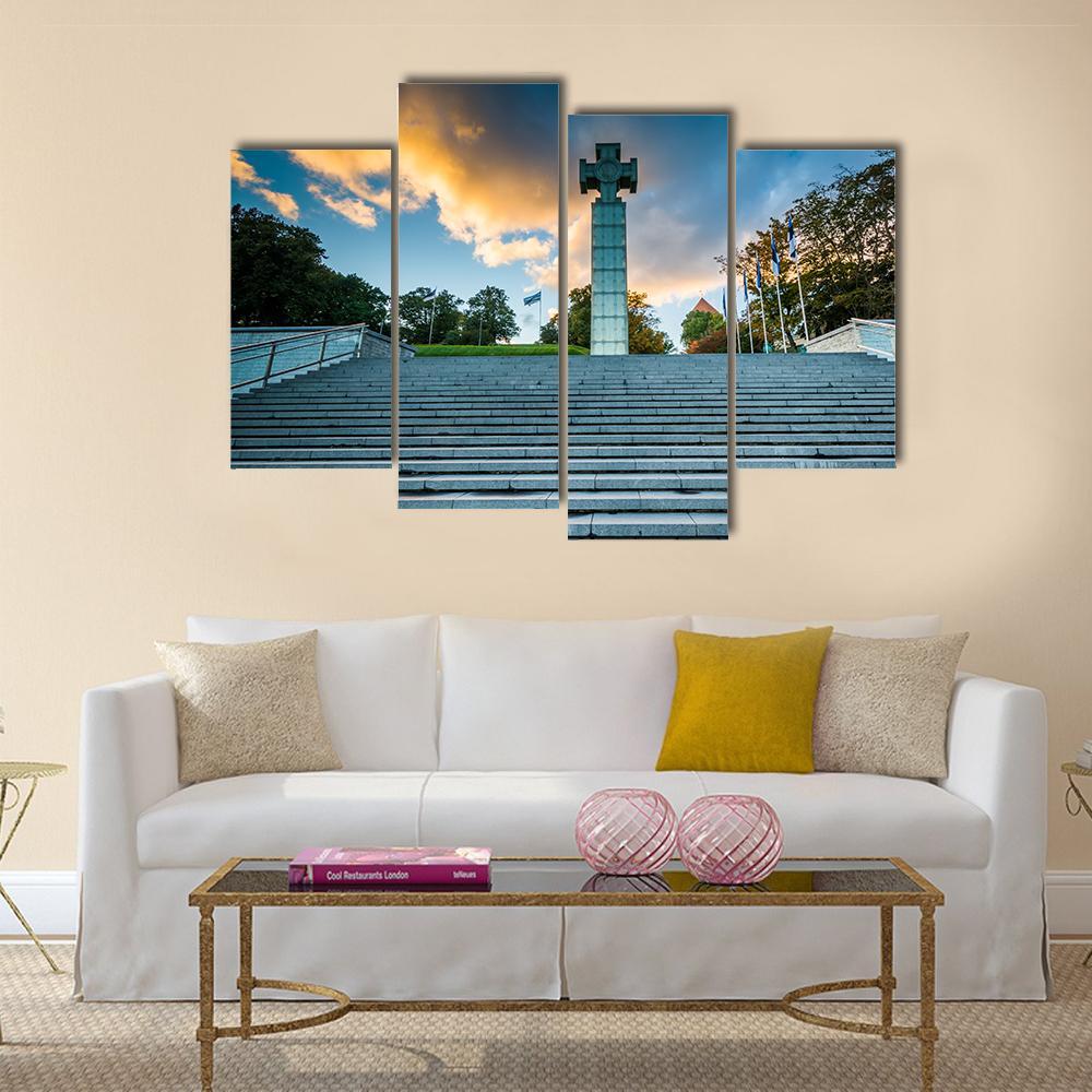 Freedom Square In Tallinn Canvas Wall Art-4 Pop-Gallery Wrap-50" x 32"-Tiaracle