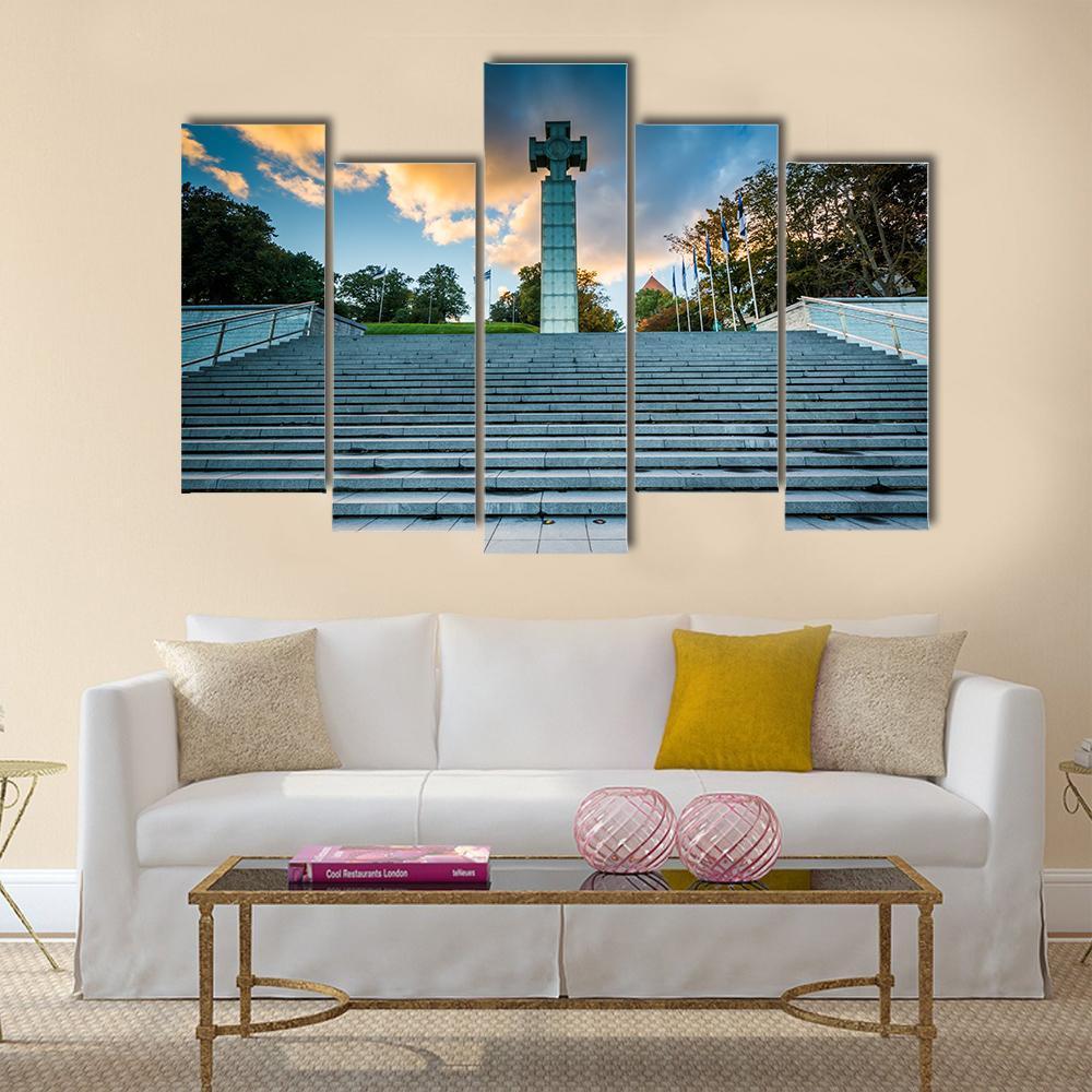 Freedom Square In Tallinn Canvas Wall Art-5 Pop-Gallery Wrap-47" x 32"-Tiaracle