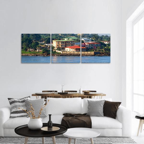 Freetown Harbor Of Sierra Leone Panoramic Canvas Wall Art-3 Piece-25" x 08"-Tiaracle