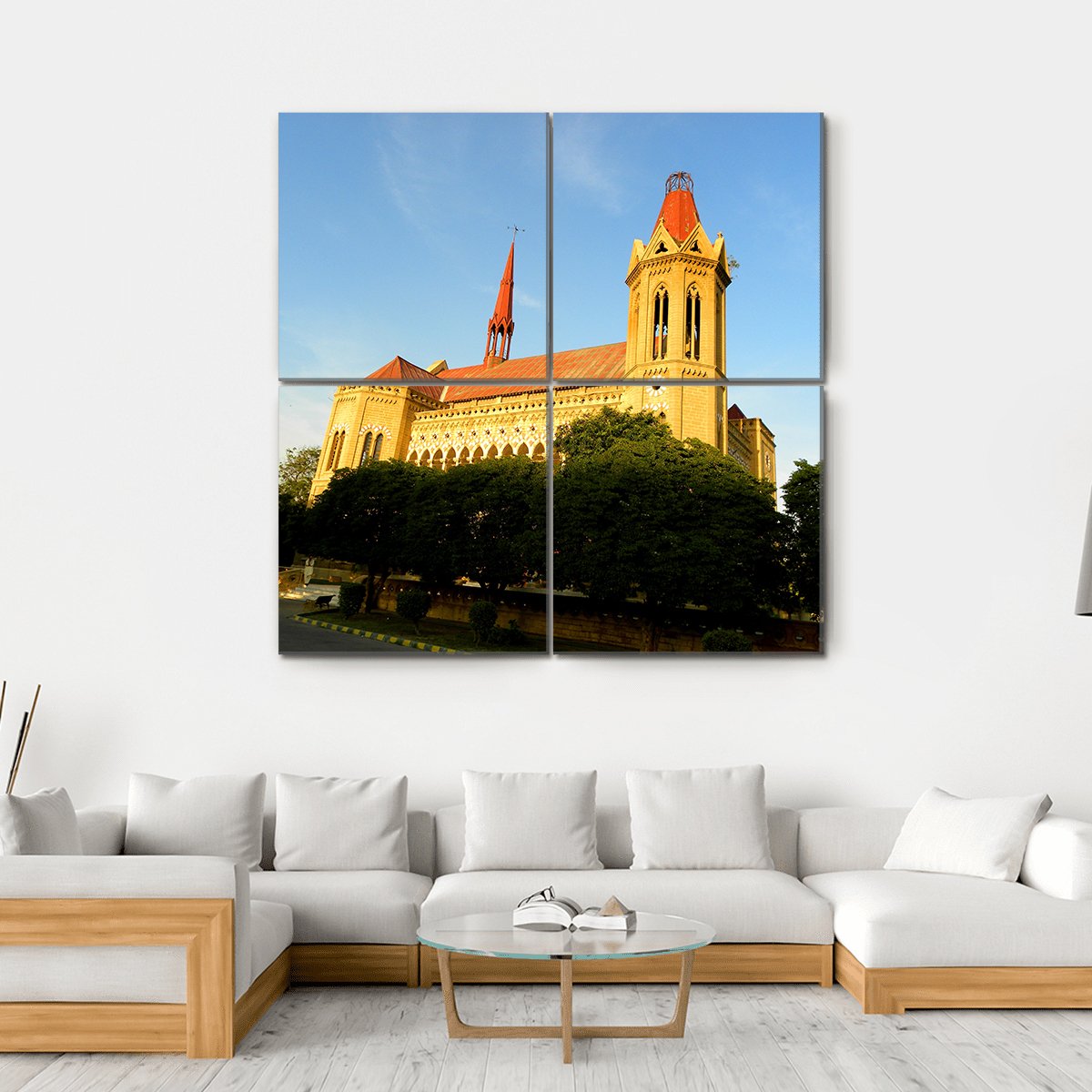 Frere Hall Karachi Canvas Wall Art-4 Square-Gallery Wrap-17" x 17"-Tiaracle