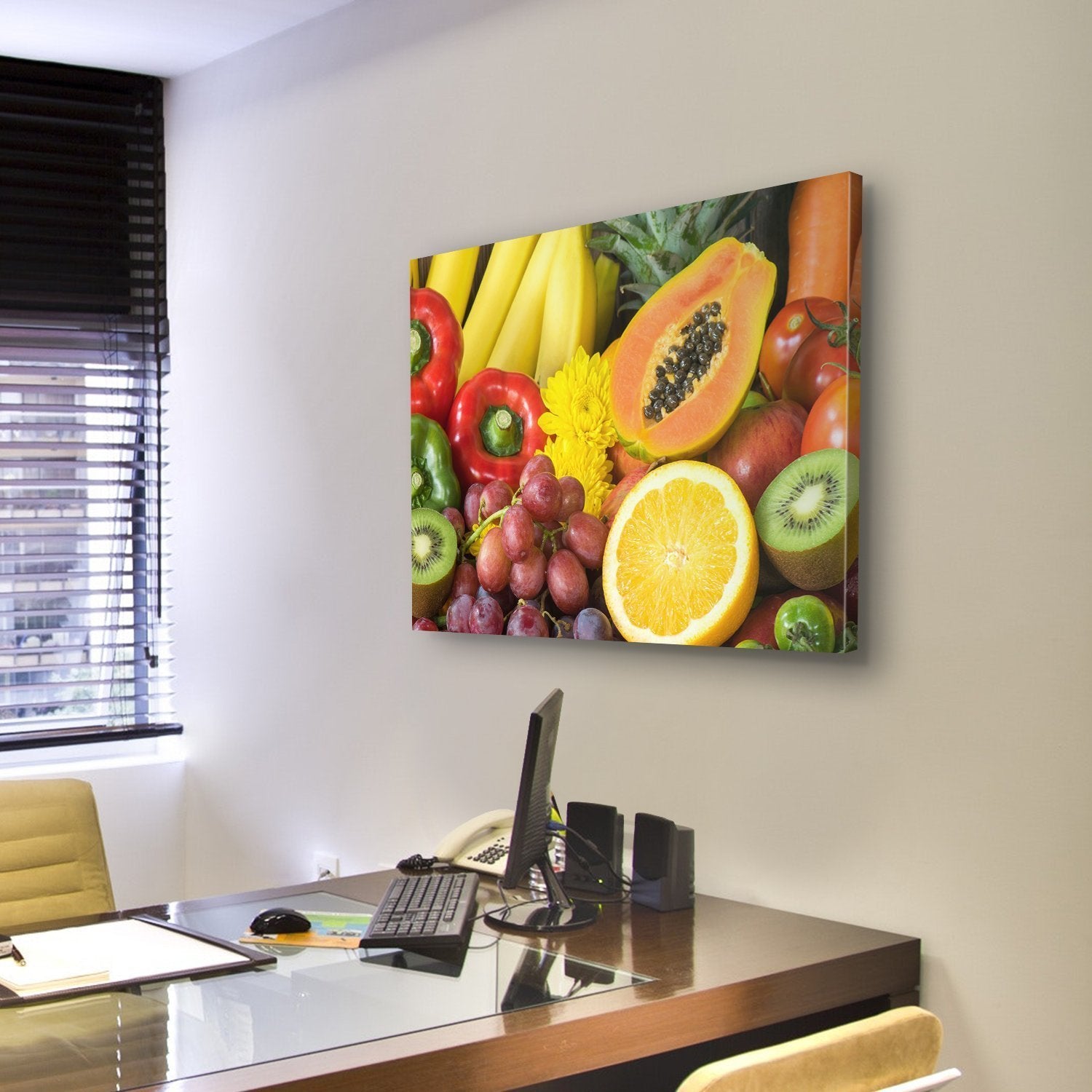 Fresh Fruits And Vegetables Canvas Wall Art-5 Pop-Gallery Wrap-47" x 32"-Tiaracle