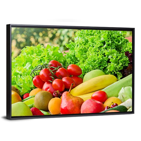 Fresh Fruits &amp; Vegetables Canvas Wall Art-3 Horizontal-Gallery Wrap-25" x 16"-Tiaracle