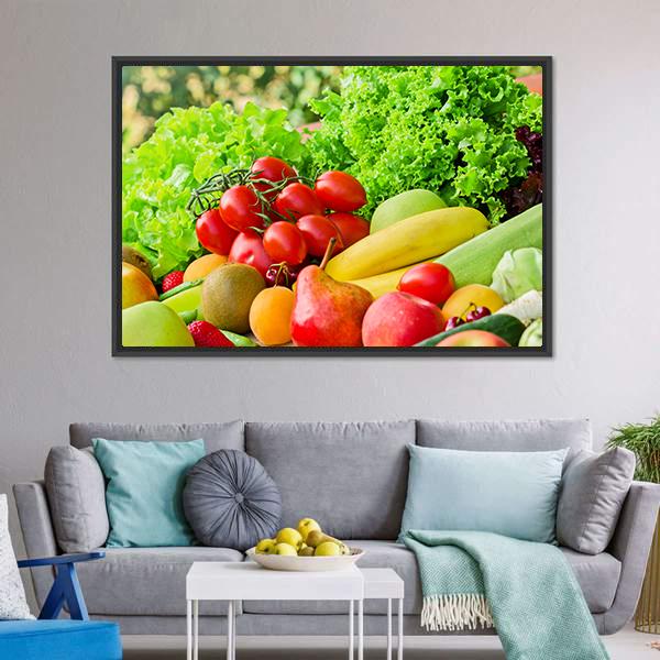 Fresh Fruits &amp; Vegetables Canvas Wall Art-3 Horizontal-Gallery Wrap-25" x 16"-Tiaracle