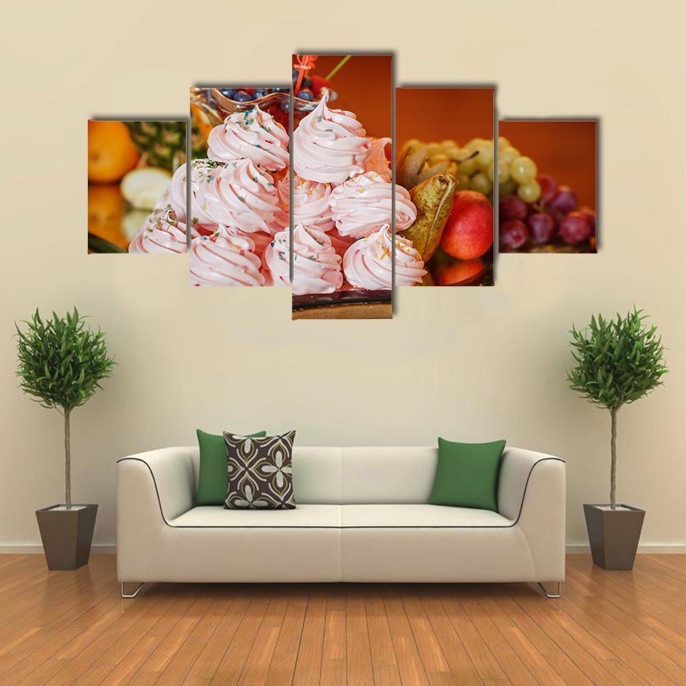 Fresh Ice Cream With Fruit Canvas Wall Art-5 Star-Gallery Wrap-62" x 32"-Tiaracle