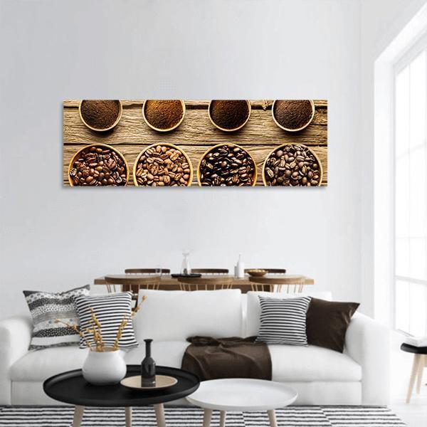 Coffee Beans & Powder Panoramic Canvas Wall Art-3 Piece-25" x 08"-Tiaracle