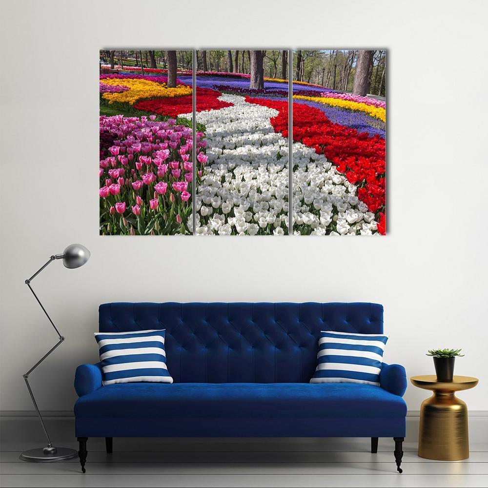 Fresh Spring Flowers Canvas Wall Art-3 Horizontal-Gallery Wrap-37" x 24"-Tiaracle