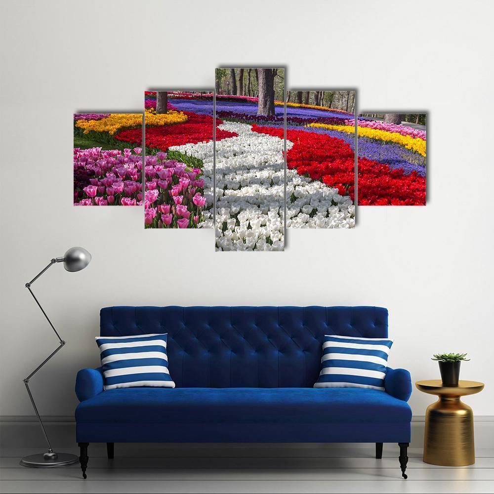 Fresh Spring Flowers Canvas Wall Art-5 Star-Gallery Wrap-62" x 32"-Tiaracle