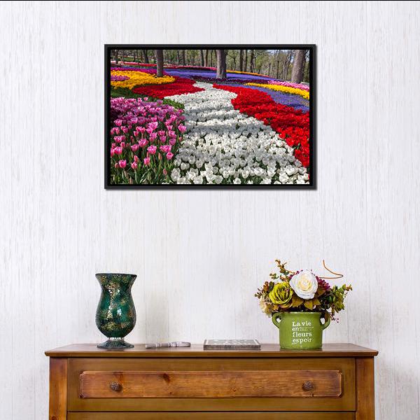 Fresh Spring Flowers Canvas Wall Art-1 Piece-Floating Frame-24" x 16"-Tiaracle