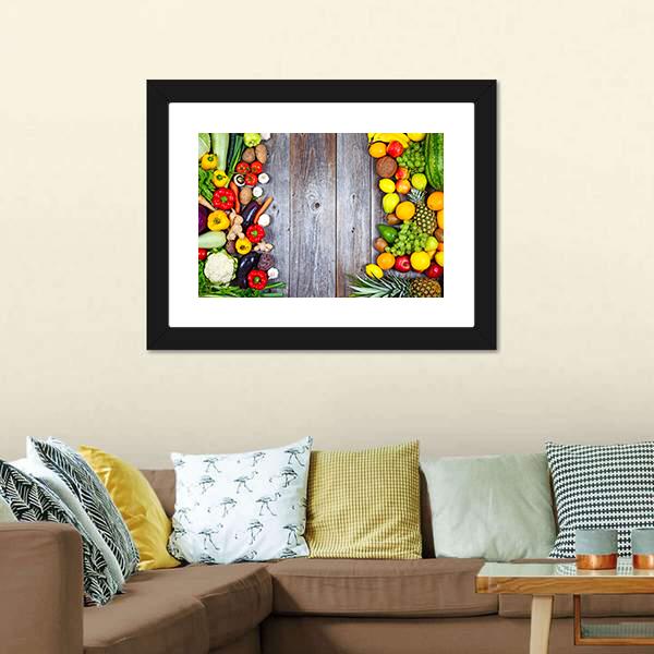Fresh Vegetables And Fruit Canvas Wall Art-5 Horizontal-Gallery Wrap-22" x 12"-Tiaracle