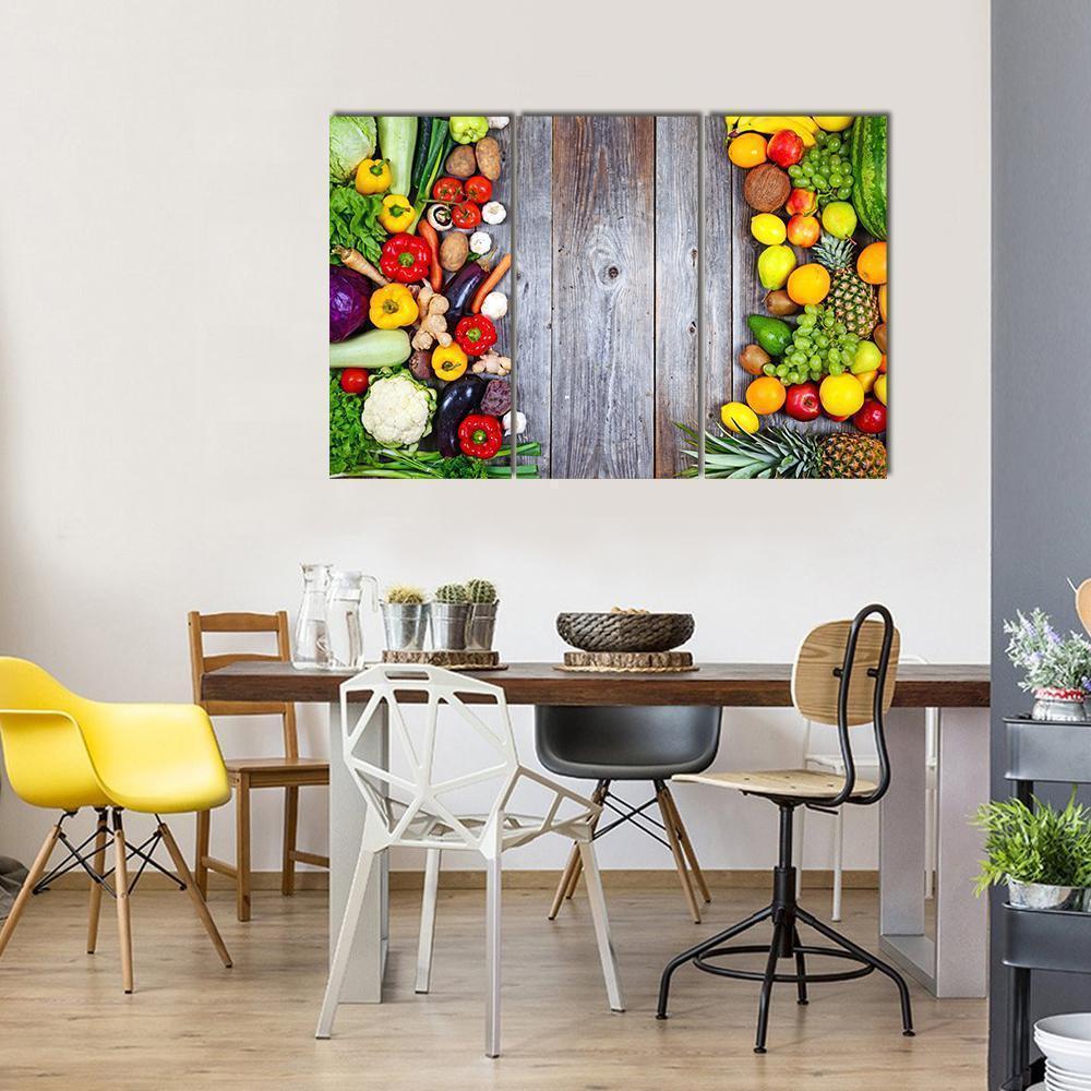 Fresh Vegetables And Fruit Canvas Wall Art-5 Horizontal-Gallery Wrap-22" x 12"-Tiaracle