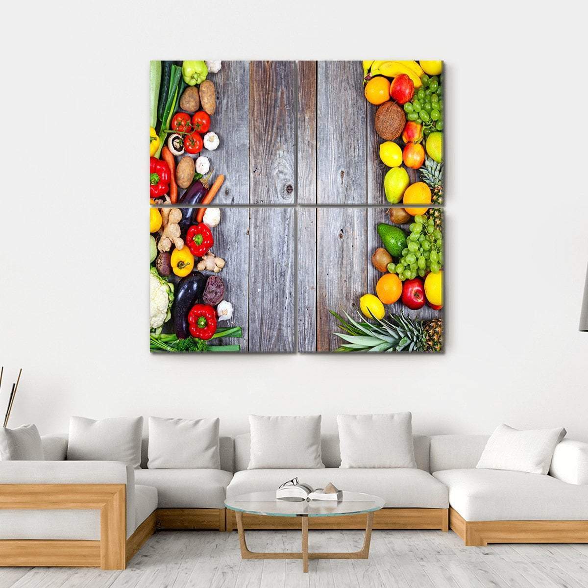 Fresh Vegetables And Fruit Canvas Wall Art-4 Square-Gallery Wrap-17" x 17"-Tiaracle