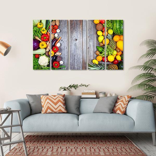 Fresh Vegetables And Fruit Canvas Wall Art-5 Horizontal-Gallery Wrap-22" x 12"-Tiaracle