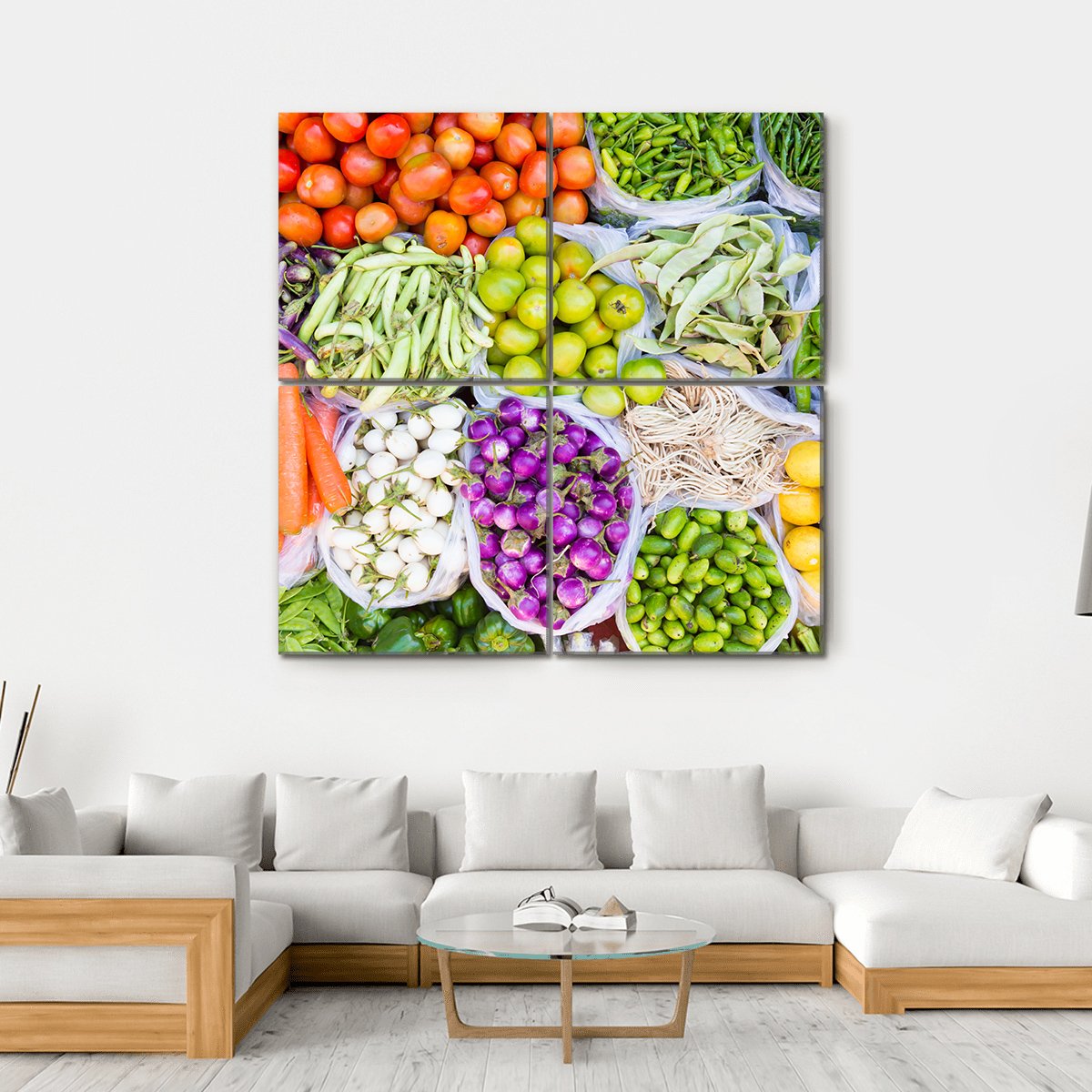 Fresh Vegetables Canvas Wall Art-4 Horizontal-Gallery Wrap-34" x 24"-Tiaracle