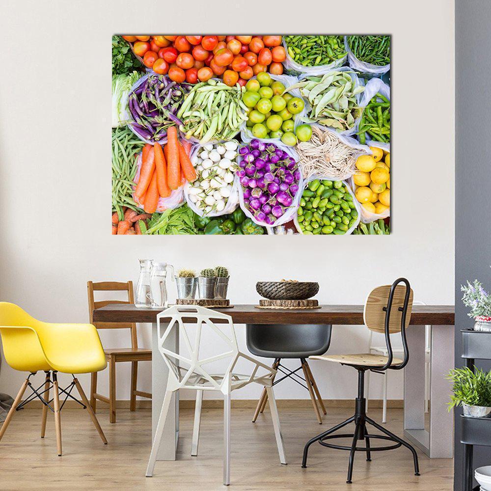 Fresh Vegetables Canvas Wall Art-3 Horizontal-Gallery Wrap-37" x 24"-Tiaracle