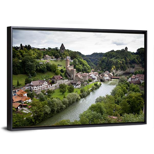 Fribourg City Switzerland Canvas Wall Art-3 Horizontal-Gallery Wrap-25" x 16"-Tiaracle