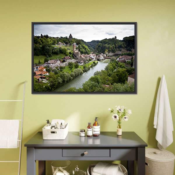 Fribourg City Switzerland Canvas Wall Art-1 Piece-Floating Frame-24" x 16"-Tiaracle