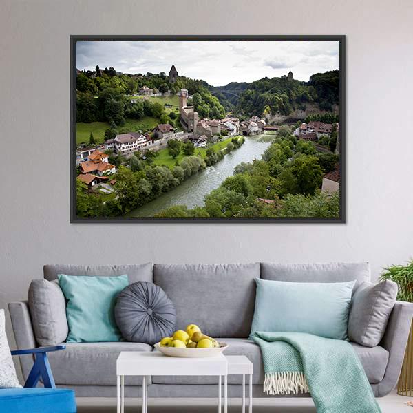 Fribourg City Switzerland Canvas Wall Art-3 Horizontal-Gallery Wrap-25" x 16"-Tiaracle