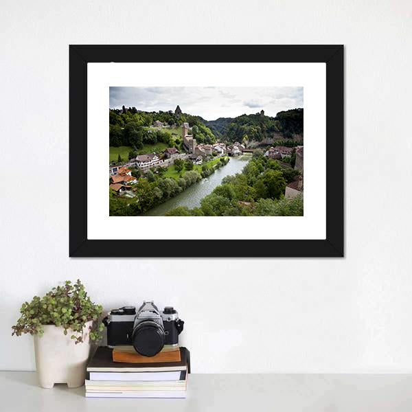Fribourg City Switzerland Canvas Wall Art-1 Piece-Framed Print-20" x 16"-Tiaracle