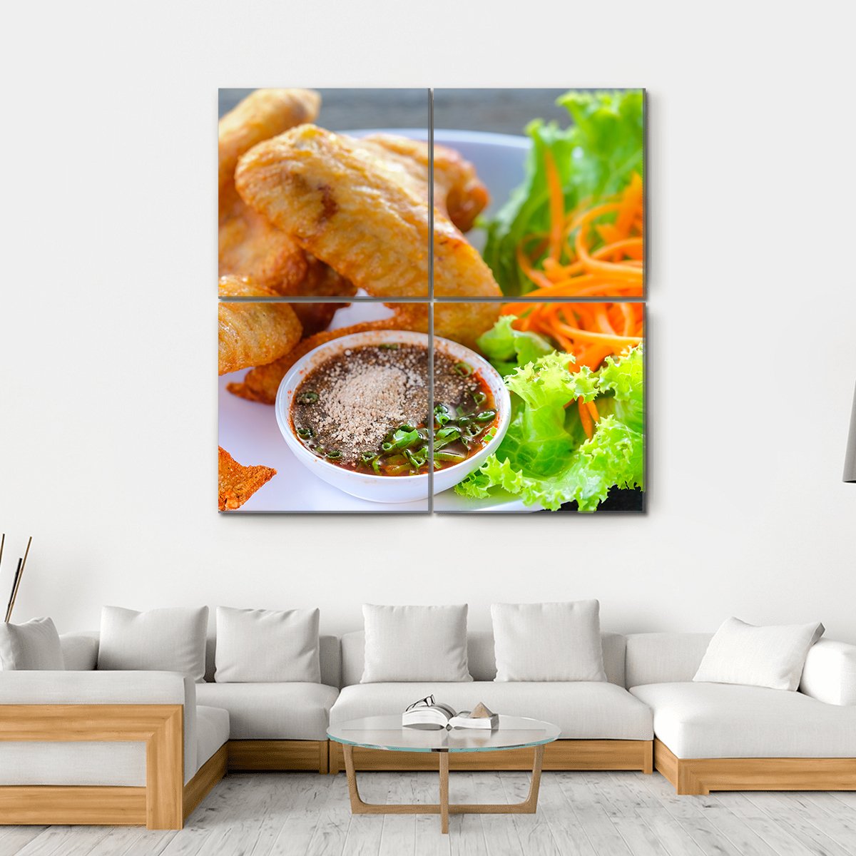 Fried Chicken Canvas Wall Art-4 Square-Gallery Wrap-17" x 17"-Tiaracle