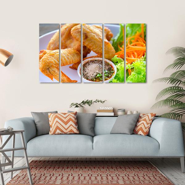 Fried Chicken Canvas Wall Art-5 Horizontal-Gallery Wrap-22" x 12"-Tiaracle