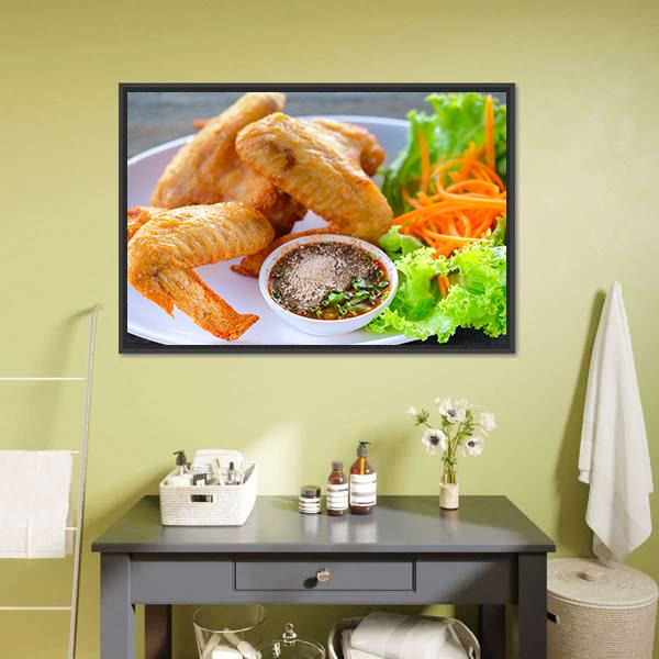 Fried Chicken Canvas Wall Art-1 Piece-Floating Frame-24" x 16"-Tiaracle