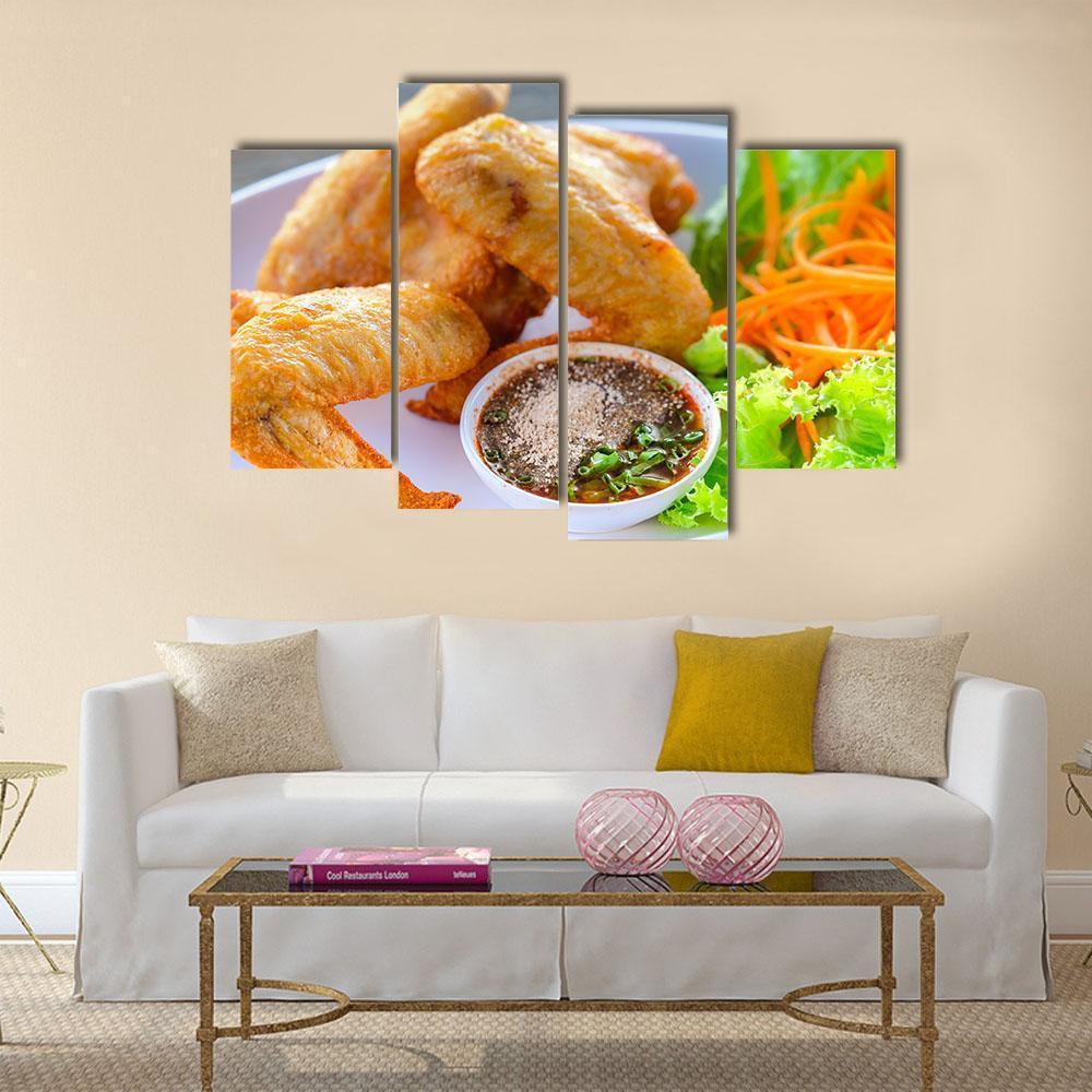 Fried Chicken Canvas Wall Art-4 Pop-Gallery Wrap-50" x 32"-Tiaracle