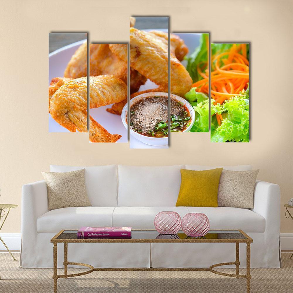 Fried Chicken Canvas Wall Art-5 Pop-Gallery Wrap-47" x 32"-Tiaracle