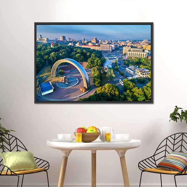 Friendship Of Nations Arch Canvas Wall Art-1 Piece-Floating Frame-24" x 16"-Tiaracle