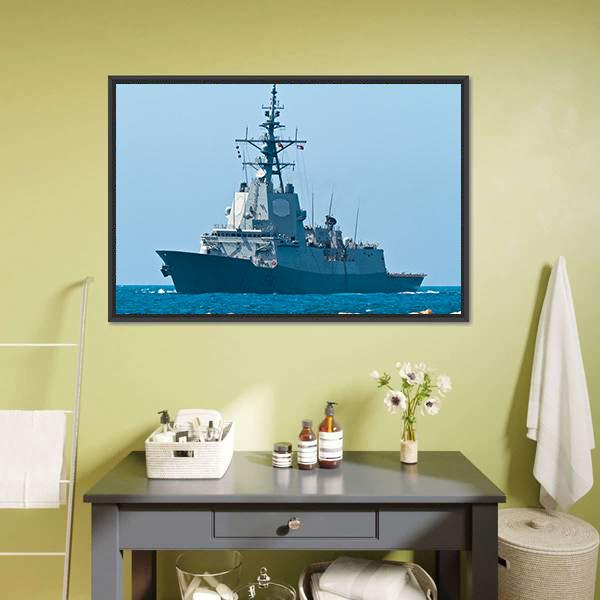 Frigate F-101 Canvas Wall Art-1 Piece-Floating Frame-24" x 16"-Tiaracle