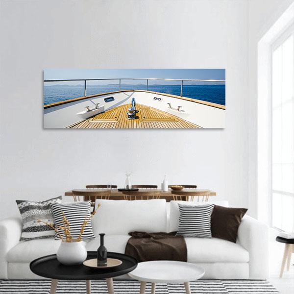 Front Of Yacht Panoramic Canvas Wall Art-1 Piece-36" x 12"-Tiaracle