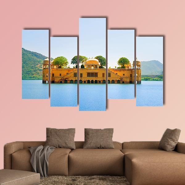 Jal Mahal Canvas Wall Art-5 Pop-Gallery Wrap-47" x 32"-Tiaracle