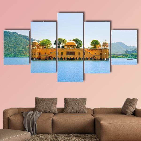 Jal Mahal Canvas Wall Art-5 Star-Gallery Wrap-62" x 32"-Tiaracle