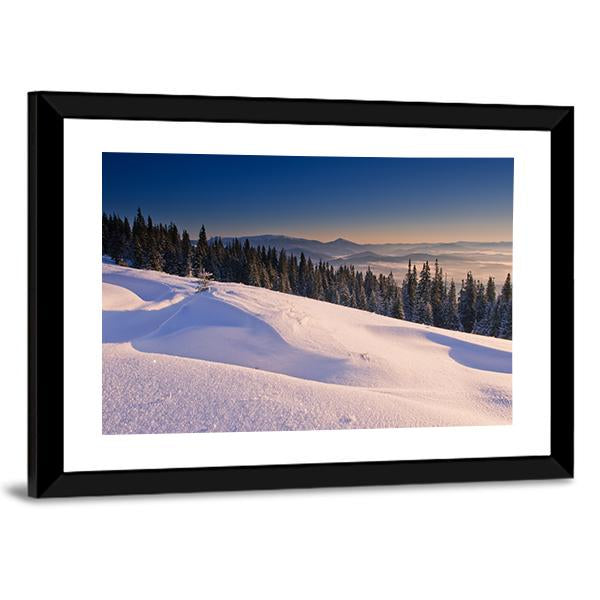 Frosty & Sunny Day In Mountains Canvas Wall Art-3 Horizontal-Gallery Wrap-25" x 16"-Tiaracle