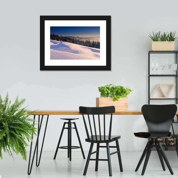 Frosty & Sunny Day In Mountains Canvas Wall Art-3 Horizontal-Gallery Wrap-25" x 16"-Tiaracle