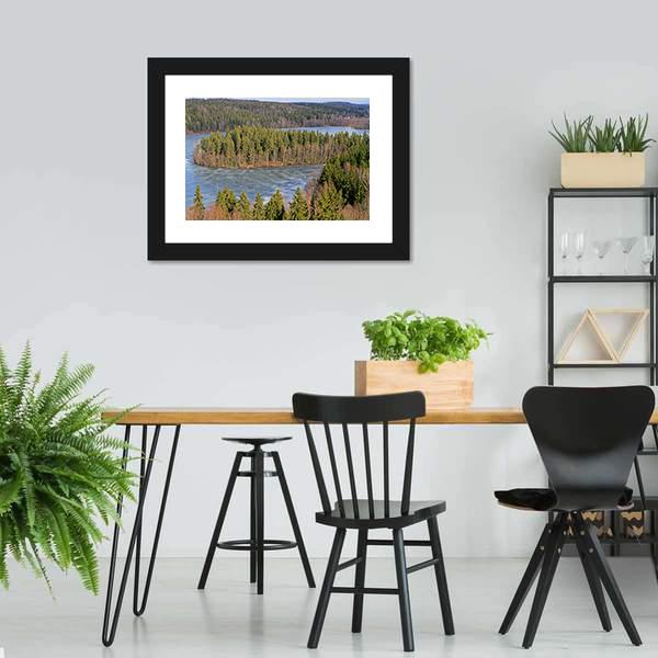 Frozen Lake In Forest Canvas Wall Art-3 Horizontal-Gallery Wrap-25" x 16"-Tiaracle